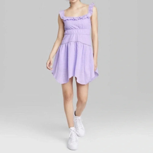 Women's Ruffle Tiered Skater Dress | Wild Fable | Target | Lavender | Size M - Picture 5 of 12